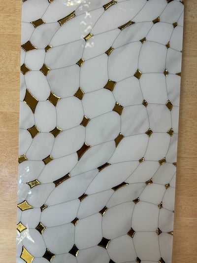 Gold & White Porcelain Decor Tile