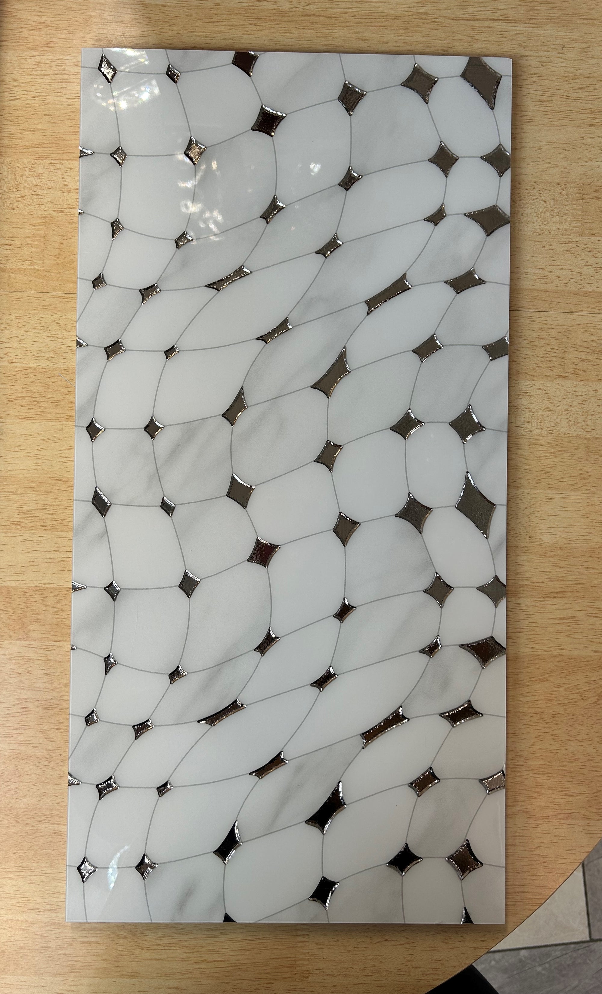 White & Silver Decor Porcelain Tile