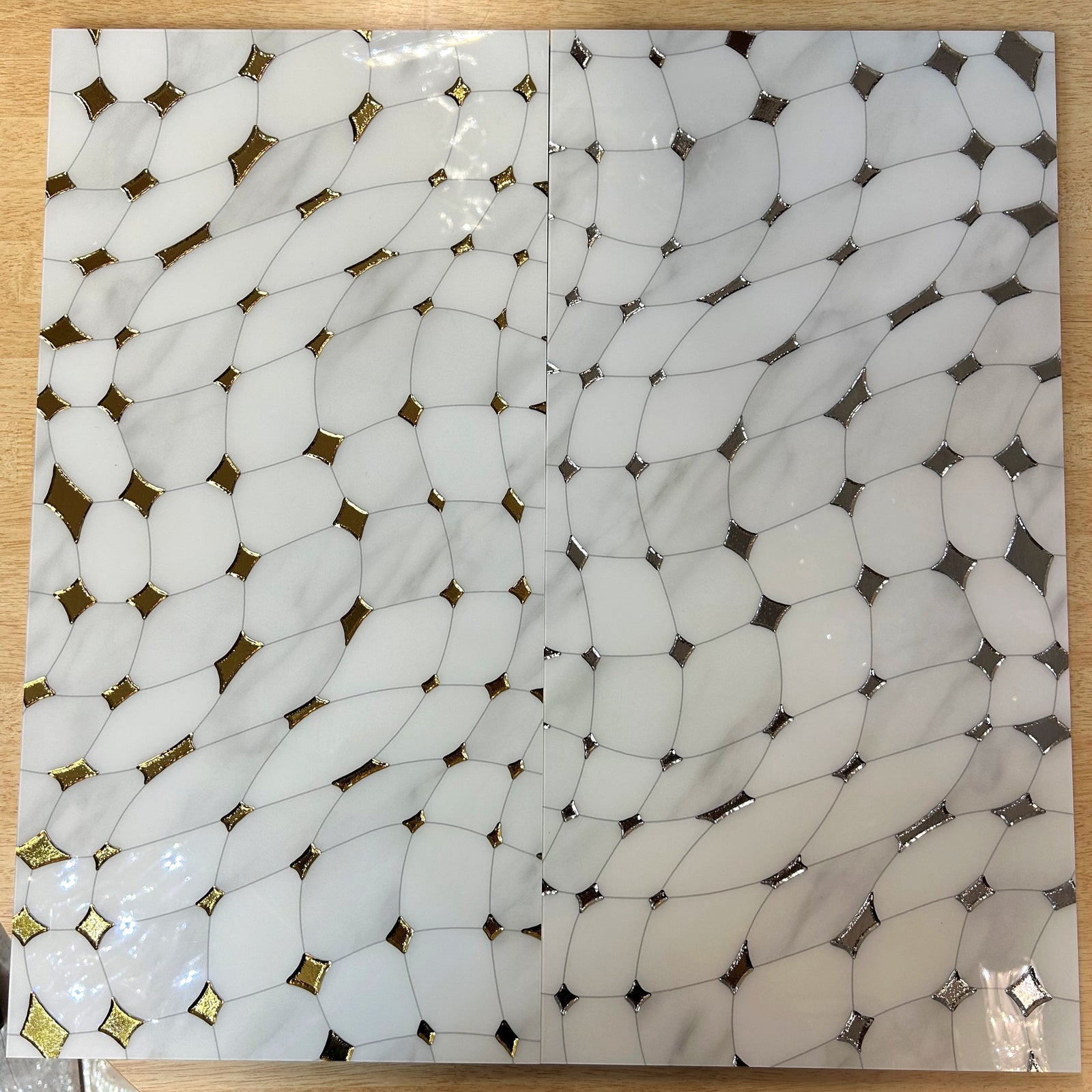 Gold & White Porcelain Decor Tile-300*600*8mm-8sheets-1m2-WJ723 & WJ724