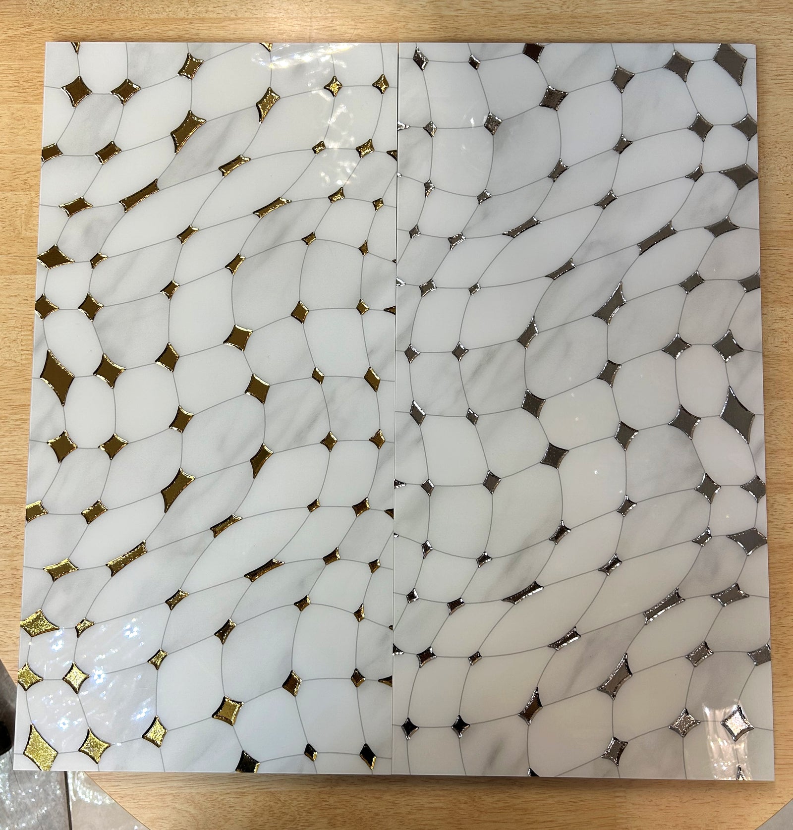 White & Silver Decor Porcelain Tile-300*600*8mm-6tiles-1m2-WJ724