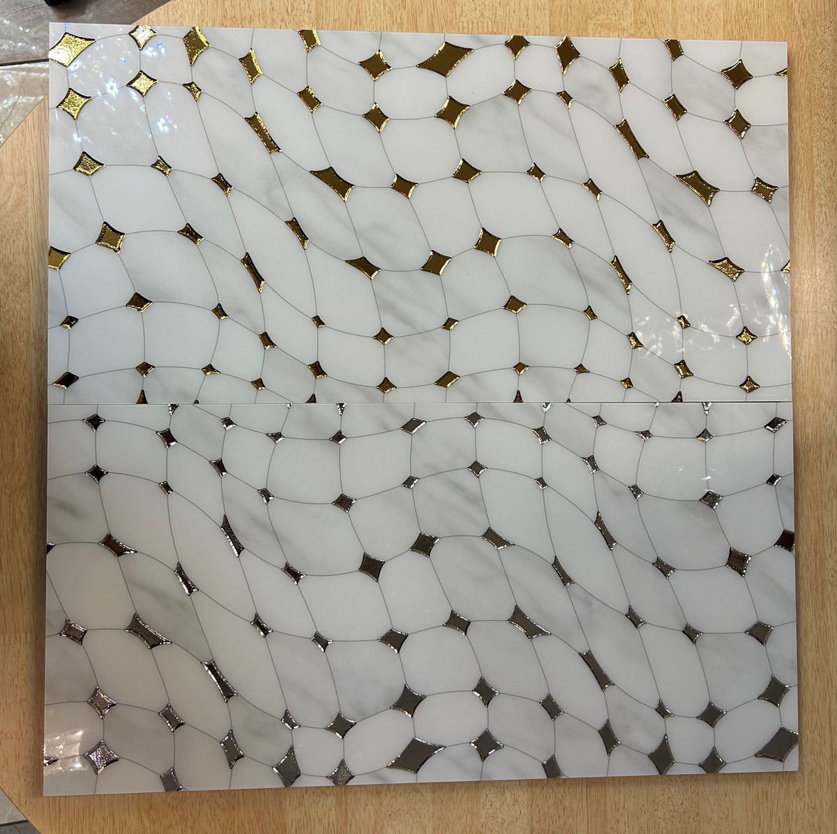 White & Silver Decor Porcelain Tile-300*600*8mm-6tiles-1m2-WJ724