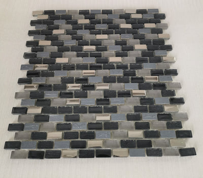 Grey, Black & Golden Glass Mosaic Tile