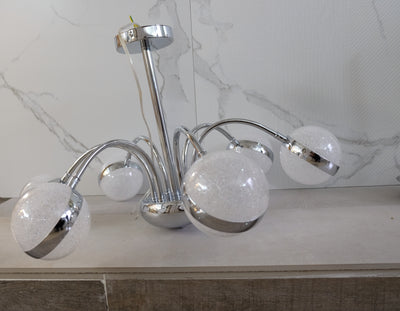 6 Arms Silver & Gold Downwards Crystallic Glitter Bulbs-MD3019-6-85*85*40cm