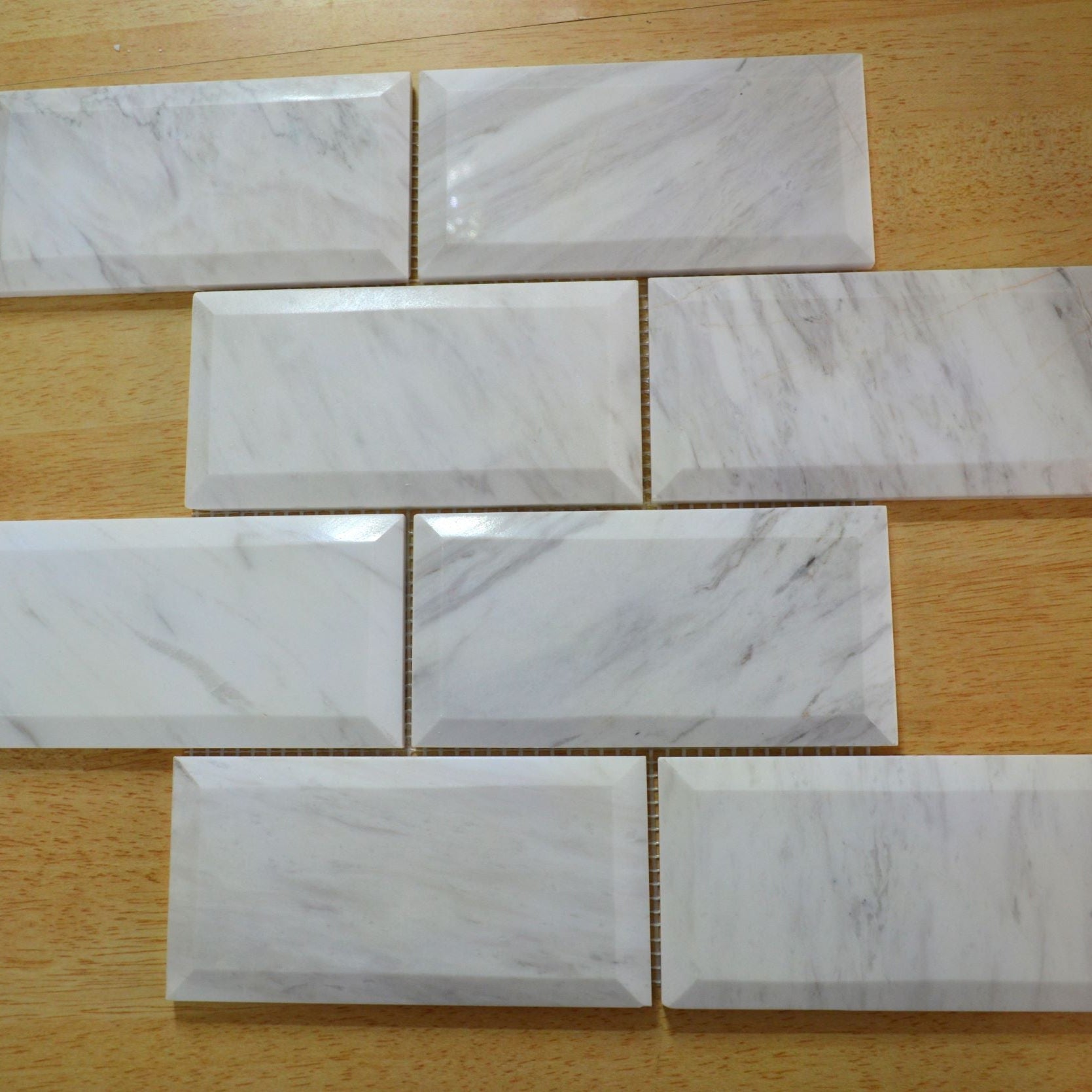 White & Grey Brick Effect Rectangular Stone Mosaic Tiles | 300x300x8mm | 11=1m2