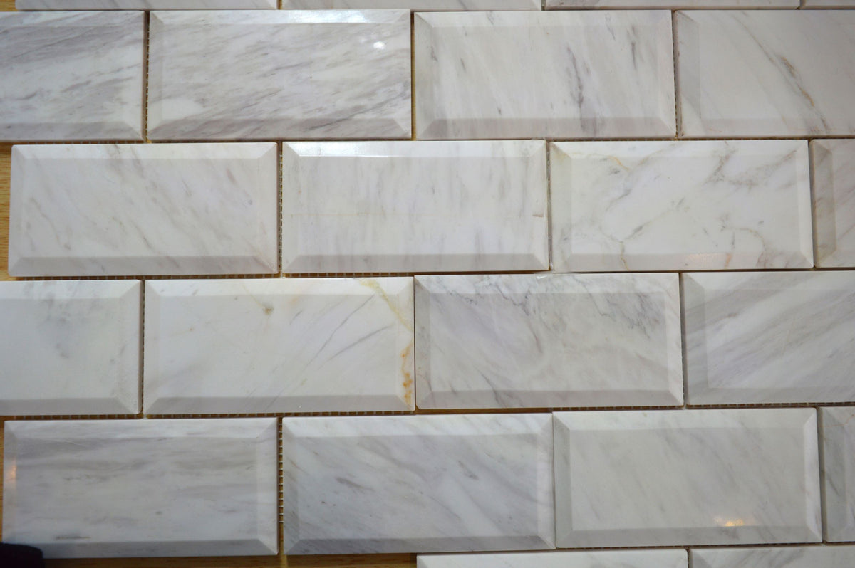 White & Grey Brick Effect Rectangular Stone Mosaic Tiles | 300x300x8mm | 11=1m2