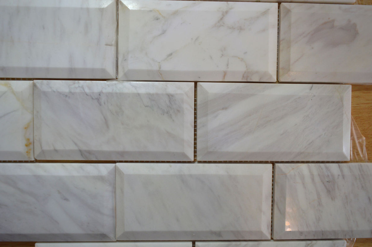 White & Grey Brick Effect Rectangular Stone Mosaic Tiles | 300x300x8mm | 11=1m2