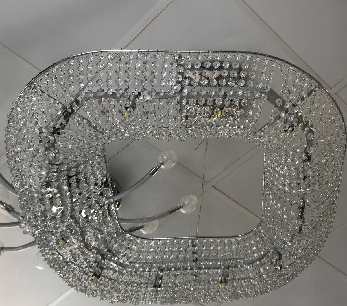 Crystal Square / Circular Pendant & Flash mounted Warm LED ceiling light-P88750