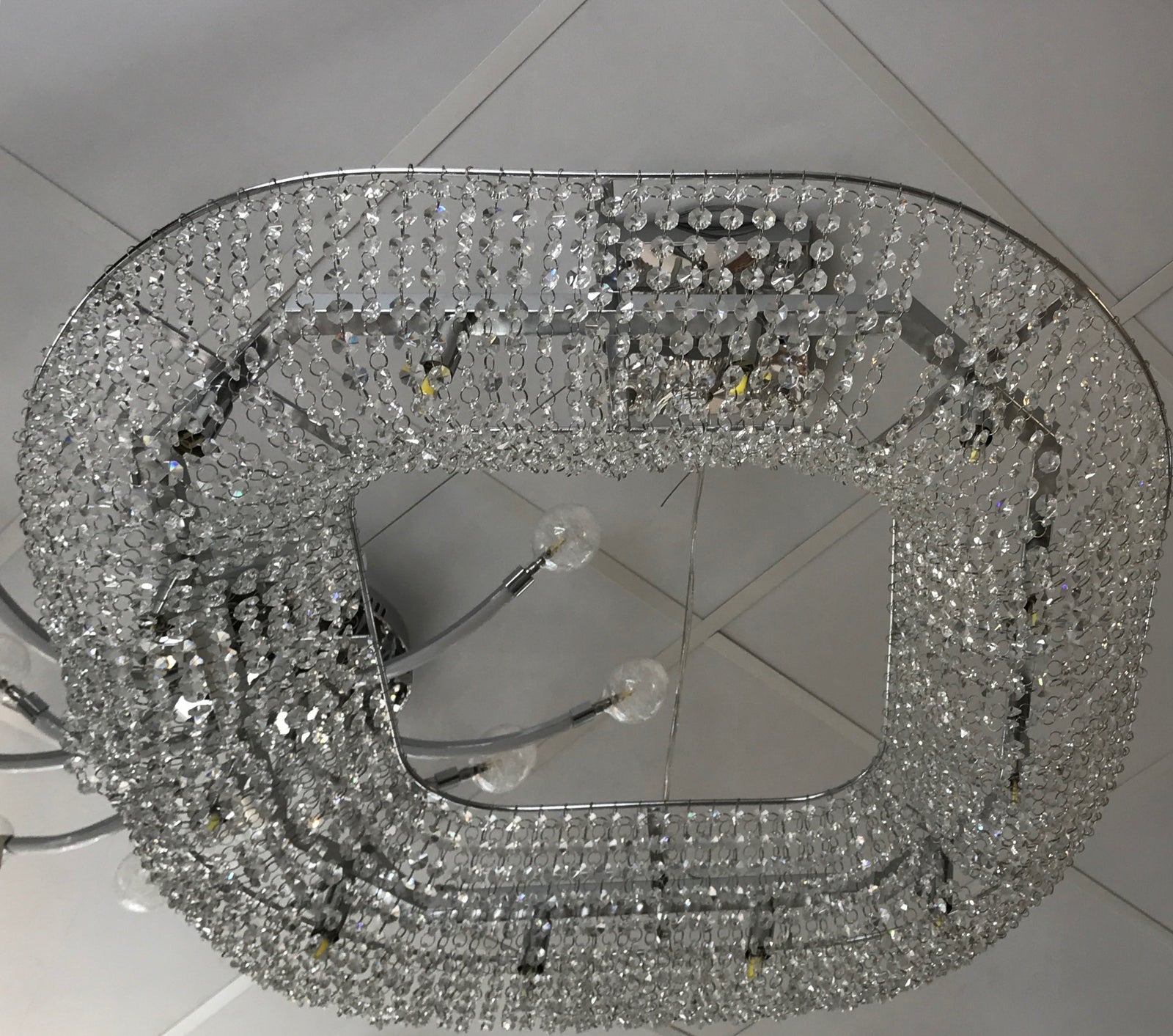 Crystal Square / Circular Pendant & Flash mounted Warm LED ceiling light-P88750