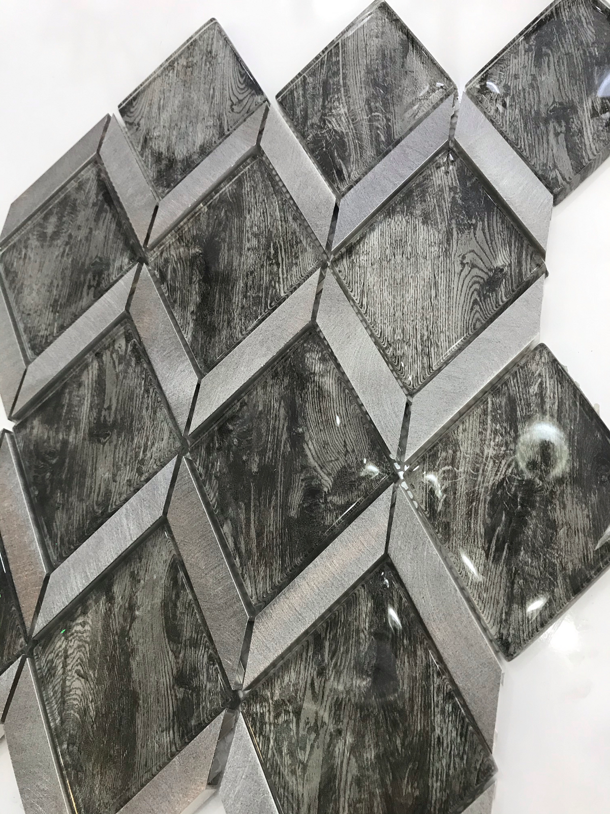 Dark Grey Rhombus Mosaic Tile-330 x 255 x 8 mm-12sheets-1m2-RE-GL01-2