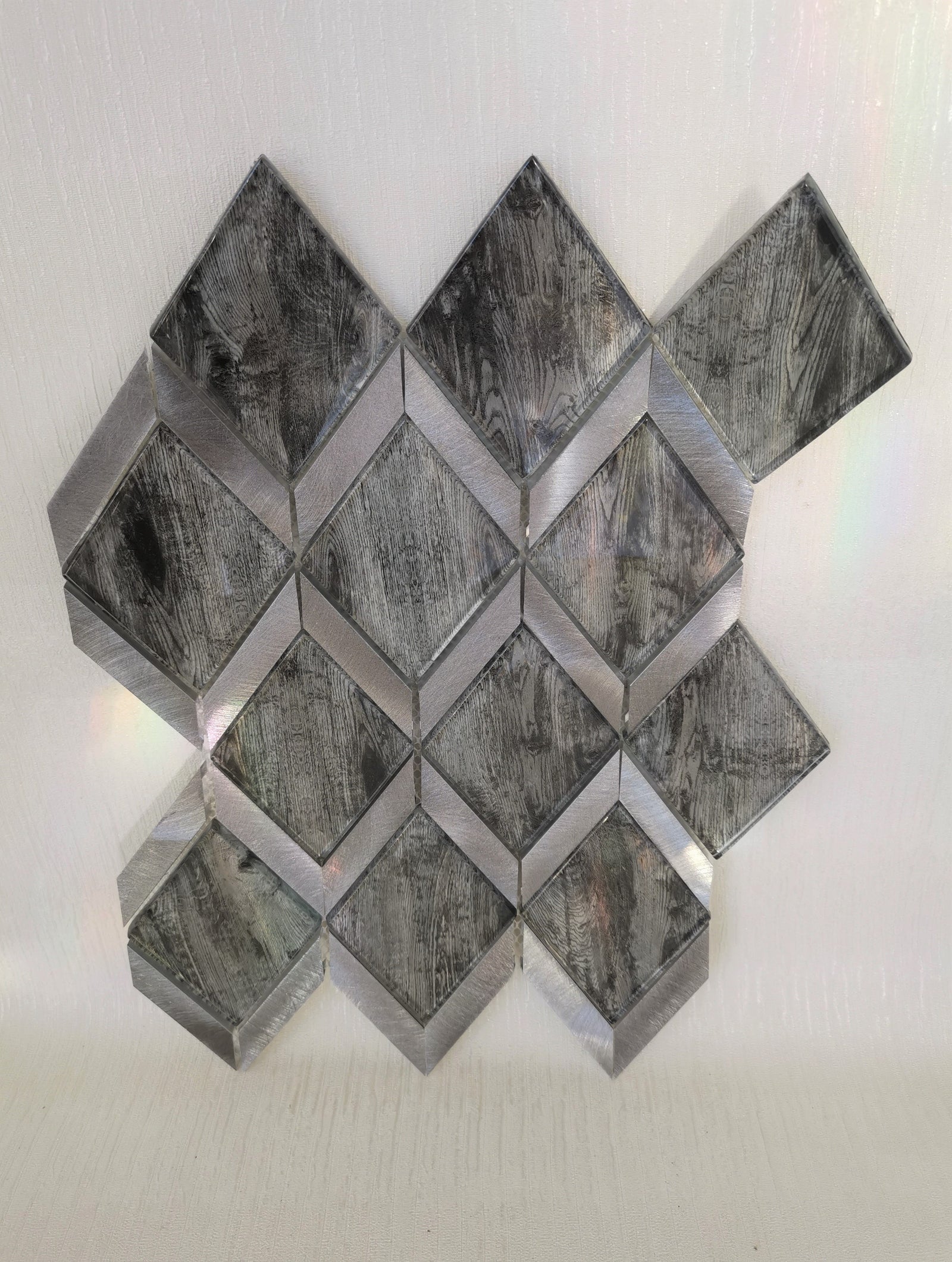 Dark Grey Rhombus Mosaic Tile-330 x 255 x 8 mm-12sheets-1m2-RE-GL01-2
