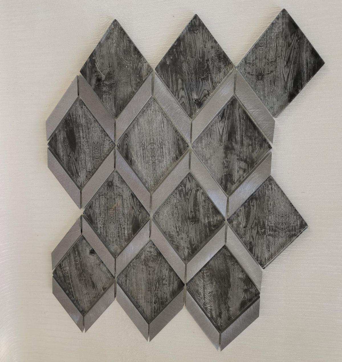 Dark Grey Rhombus Mosaic Tile-330 x 255 x 8 mm-12sheets-1m2-RE-GL01-2