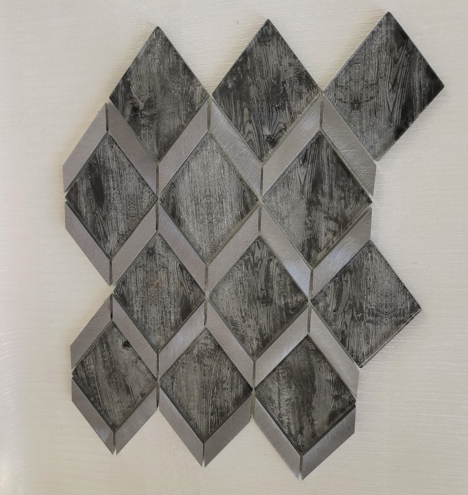 Dark Grey Rhombus Mosaic Tile-330 x 255 x 8 mm-12sheets-1m2-RE-GL01-2