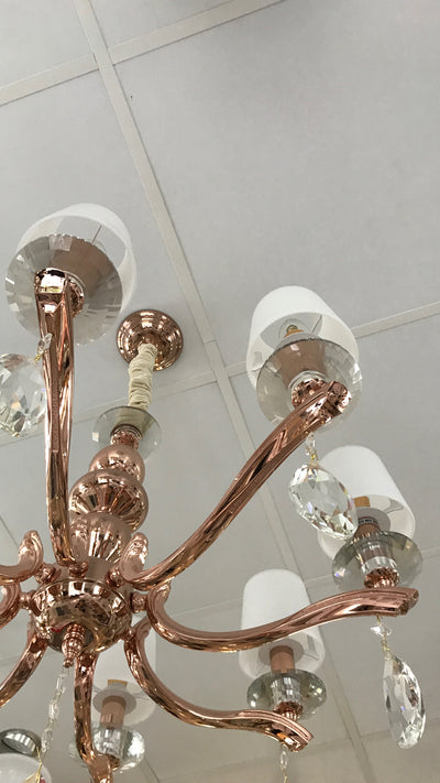 Rose Gold 8-Arm Crystal Ceiling Chandelier