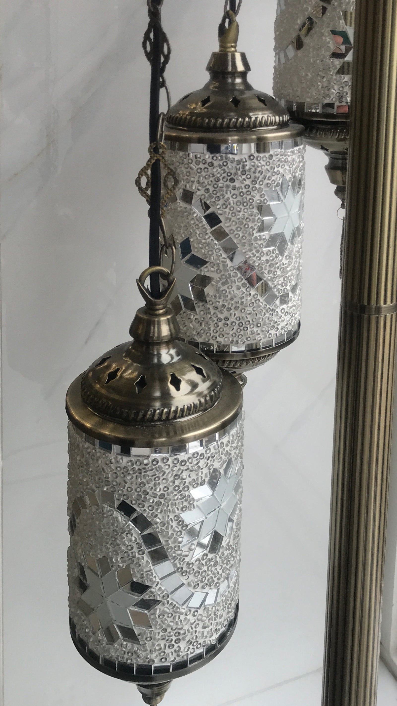 White waterfall Turkish-style standing lamp [T3860-9T]