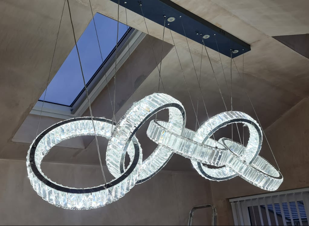 Big Rectangle Pedant 5 Rings Ceiling Light-Colour Changing Hanging-9010-400-5rings-155*60*30