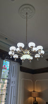 Suspended ceiling 3-shades silver / gold 6 x crystallic bowls light