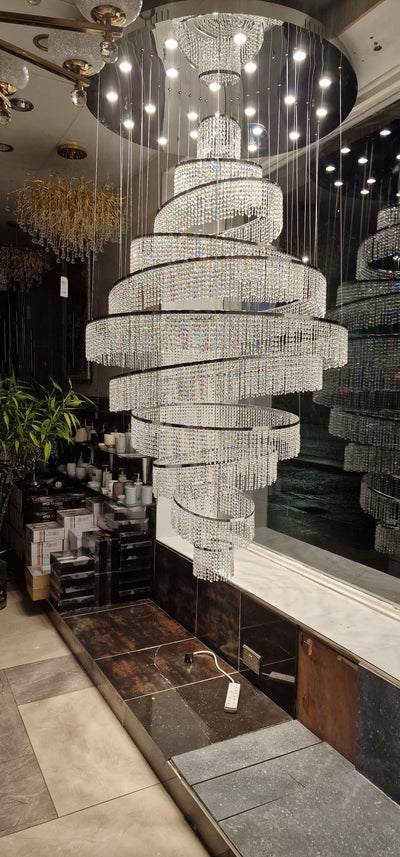 Modern Large Crystallic Chrome Chandelier with adjustable height and position -8003