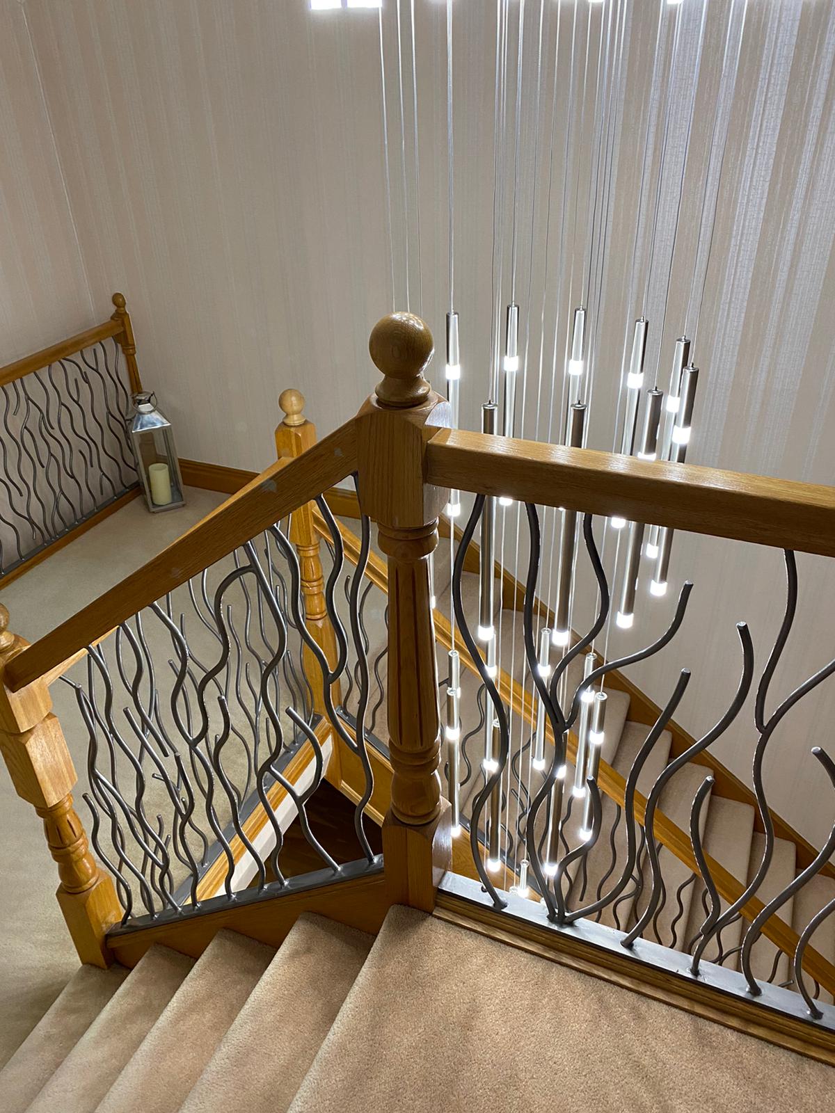 Long Drop Metallic Bars LED Incorporated Stair Pendant Lighting Chandelier-6139-10tubes, 12tubes 30 & 40tubes