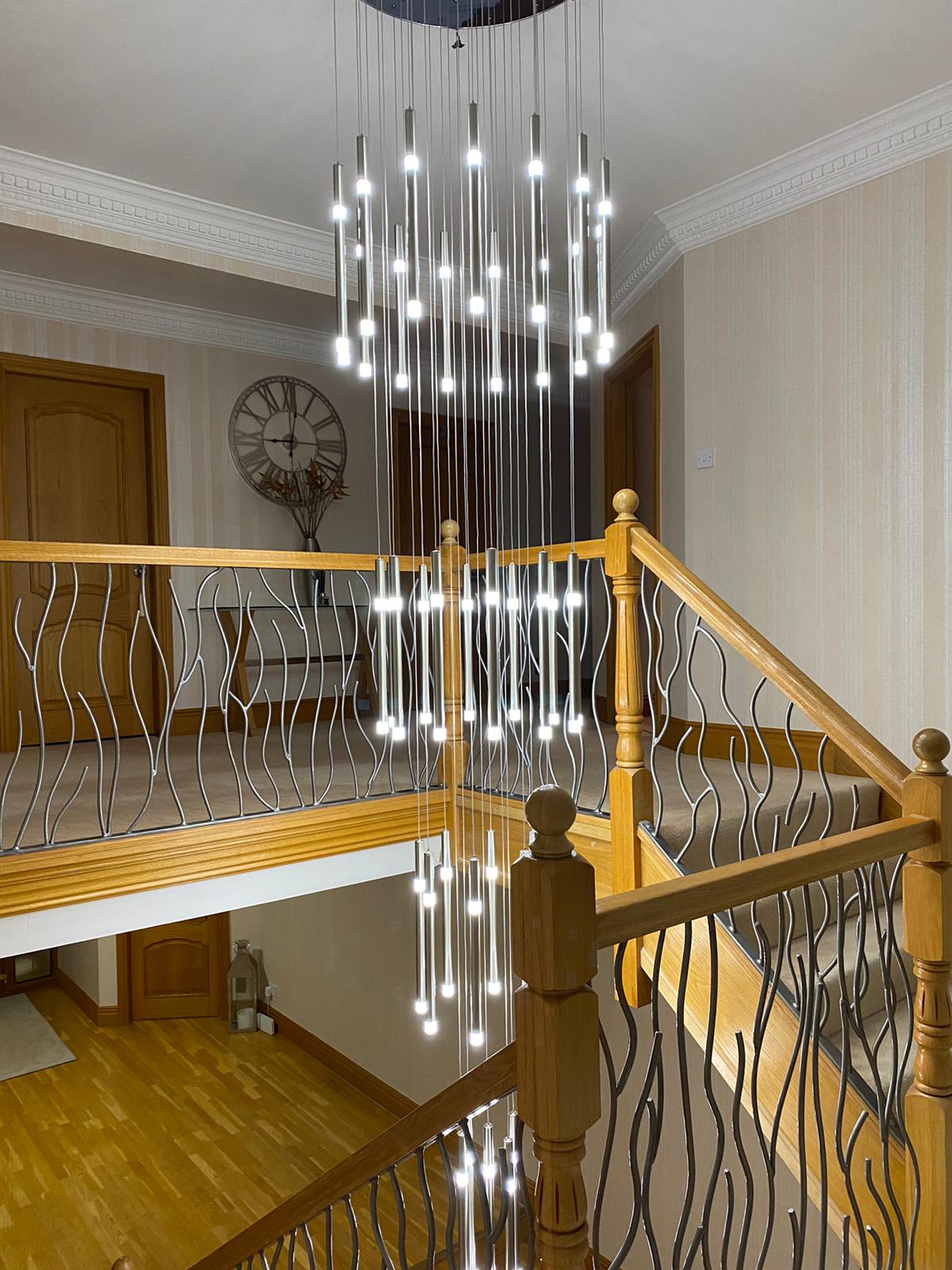 Long Drop Metallic Bars LED Incorporated Stair Pendant Lighting Chandelier-6139-10tubes, 12tubes 30 & 40tubes