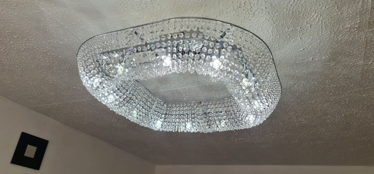 Crystal Square / Circular Pendant & Flash mounted Warm LED ceiling light-P88750