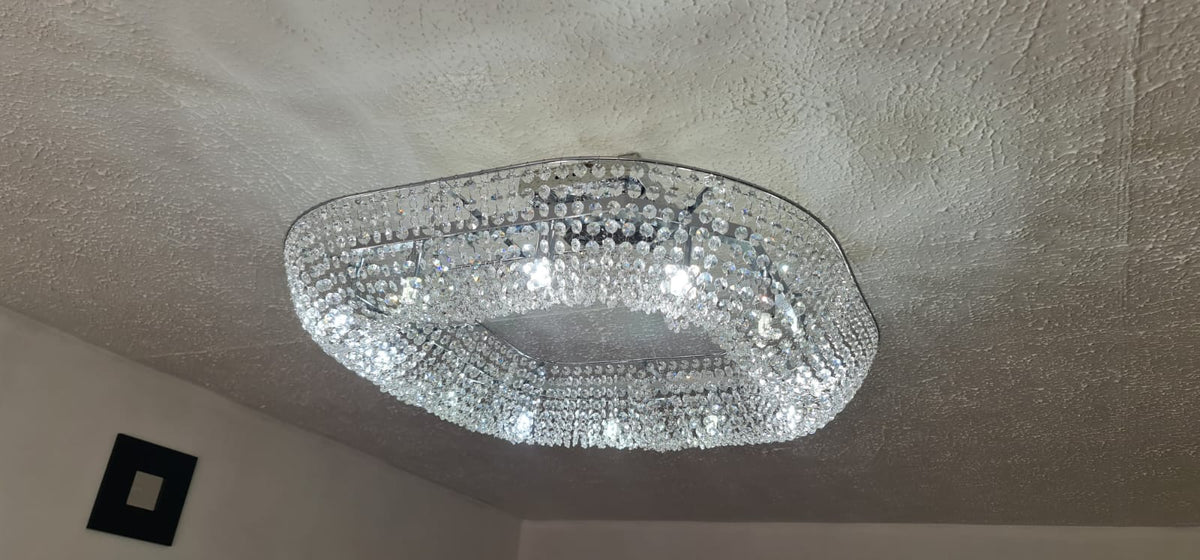 Crystal Square / Circular Pendant & Flash mounted Warm LED ceiling light-P88750