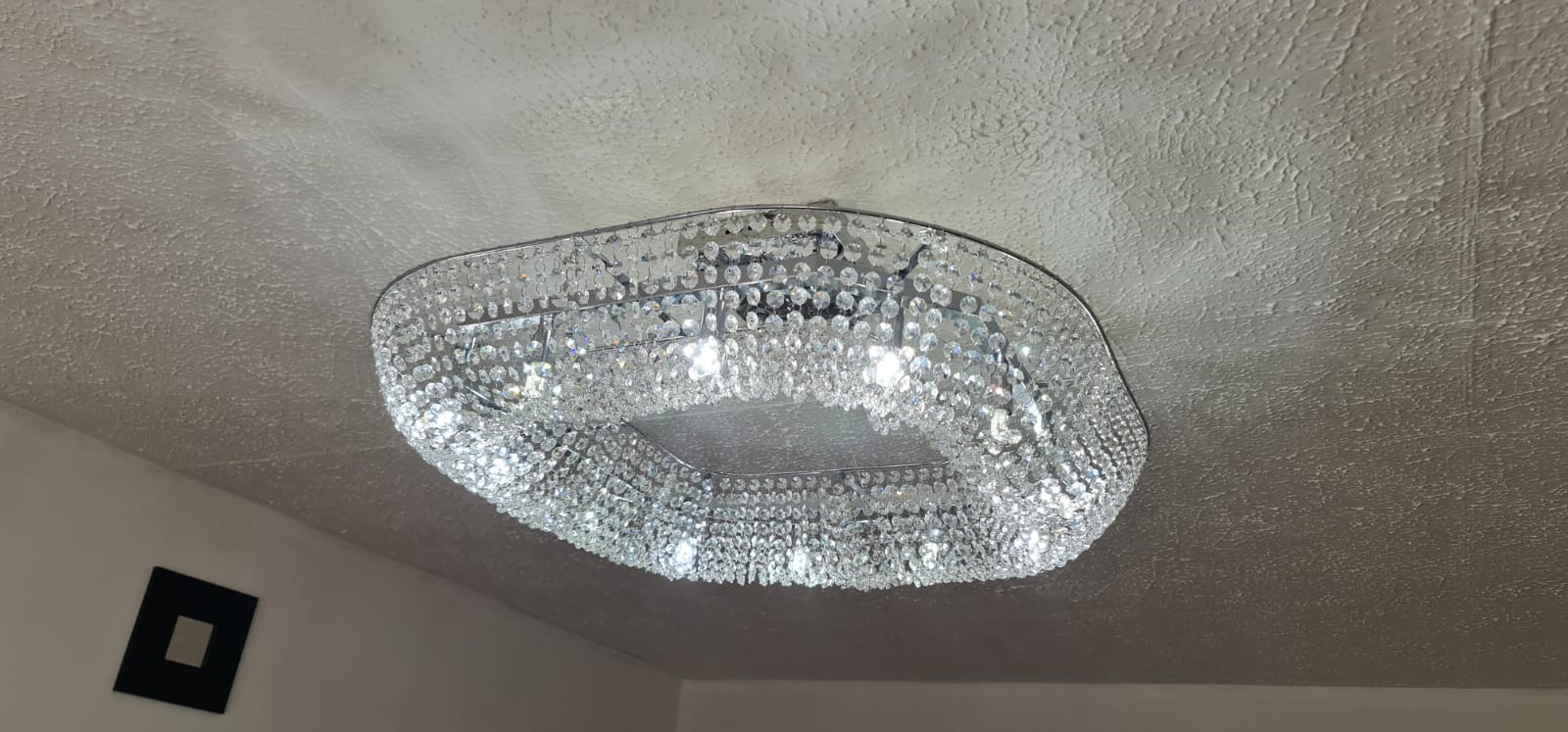 Crystal Square / Circular Pendant & Flash mounted Warm LED ceiling light-P88750