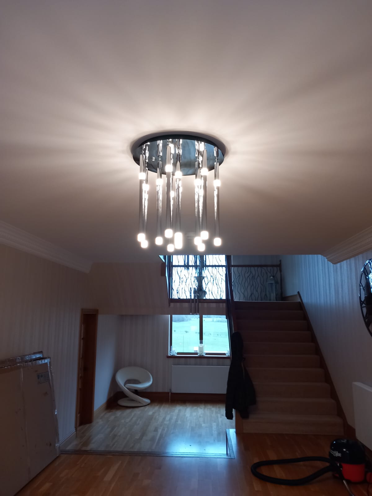 Long Drop Metallic Bars LED Incorporated Stair Pendant Lighting Chandelier-6139-10tubes, 12tubes 30 & 40tubes