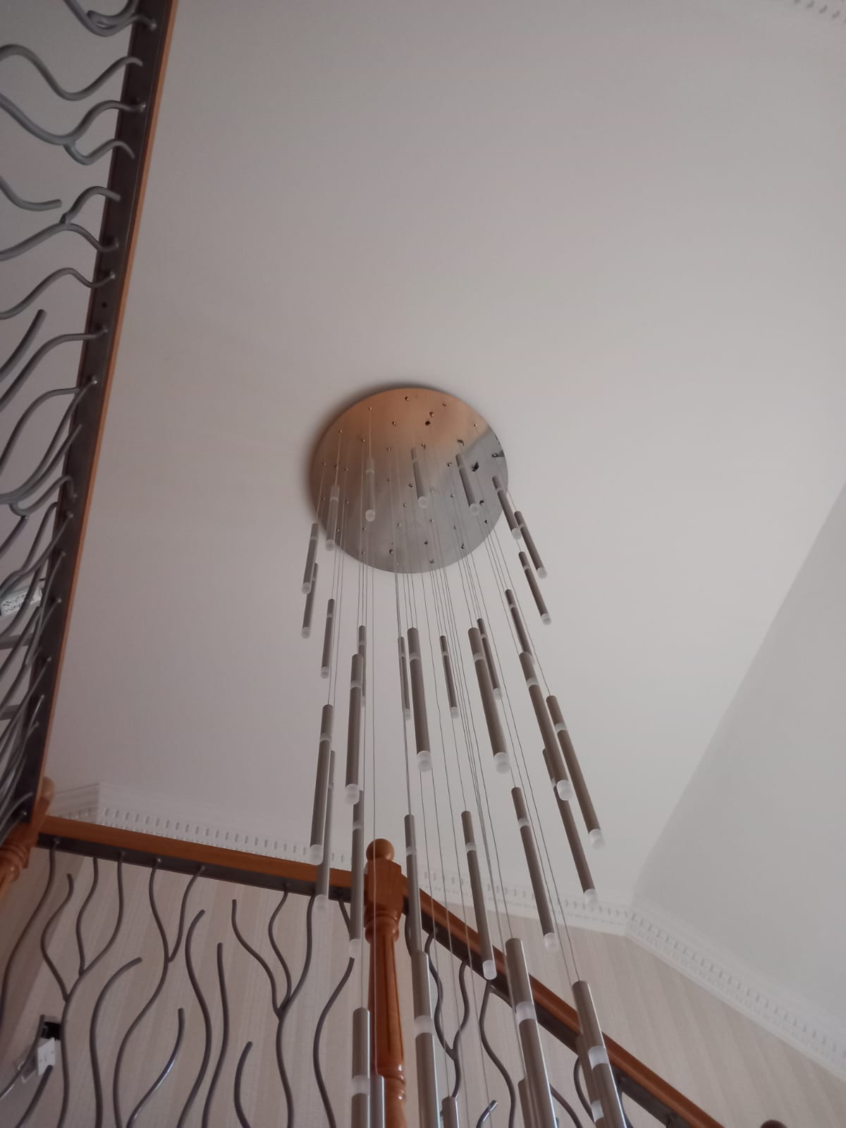 Long Drop Metallic Bars LED Incorporated Stair Pendant Lighting Chandelier-6139-10tubes, 12tubes 30 & 40tubes