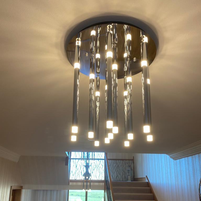 Metallic Bars Modern Square Flushmount Ceiling Light-Warm LED-6190