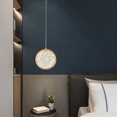 Pendant-Crystal Glass Pendant light with Rotating Ring-2010-1,3 & 5 rings(Rose Gold) with matching wall lights