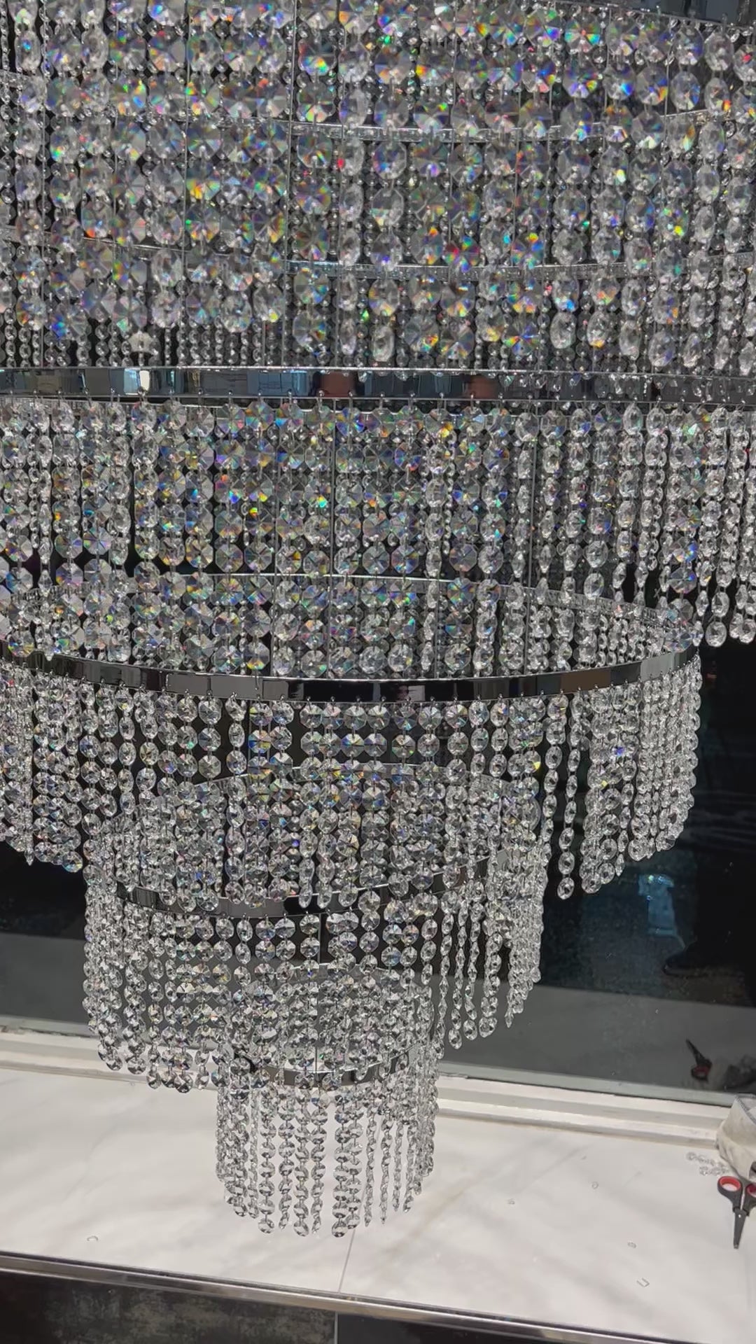 Modern Large Crystallic Chrome Chandelier with adjustable height and position -8003