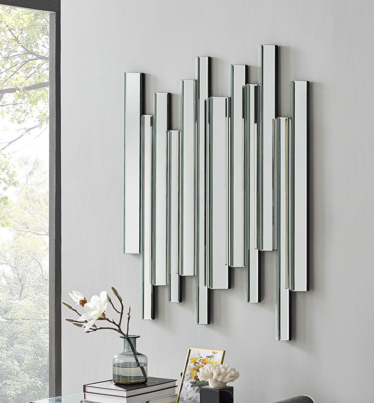 Crystalline Large Silver Stylish Contemporary Modern Living Room Bedroom Wall Mirror (150Cmx95Cm)