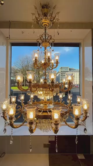 Large Grand Traditional Crystal Chandelier Gold with matching different size lights-Y8098-16+10+6