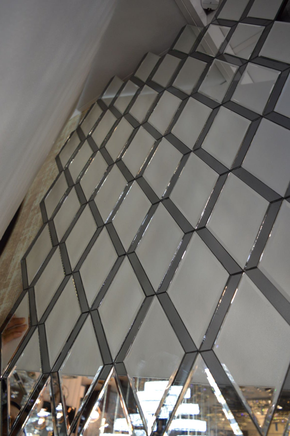 Diamond Wall Mirrors & Home Decors -110*90cm-Silver with Grey side border