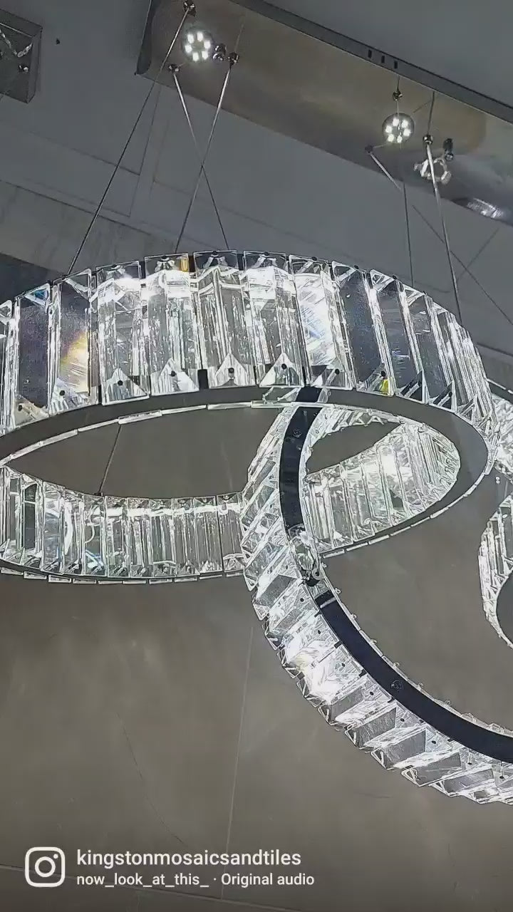 Big Rectangle Pedant 5 Rings Ceiling Light-Colour Changing Hanging-9010-400-5rings-155*60*30