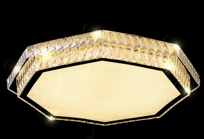 Hexagonal Crystallic Flush Mount Ceiling Light-Colour Changing Dimmable with Remote Control-7558-400 & 500-Chrome