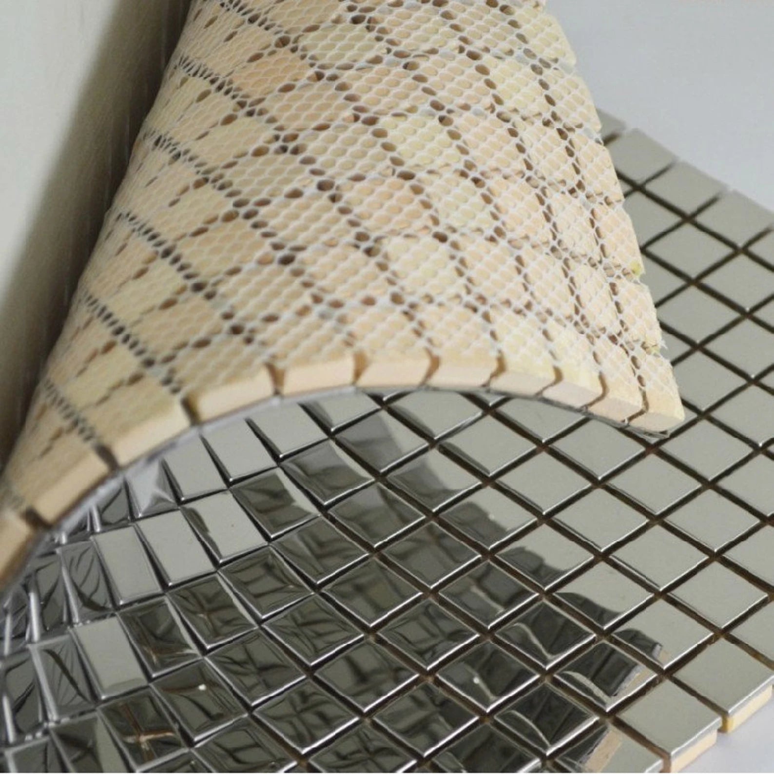 Mirrored Silver Aluminium Ceramic Mosaic Tiles-300*300*8mm-11sheets-1m2