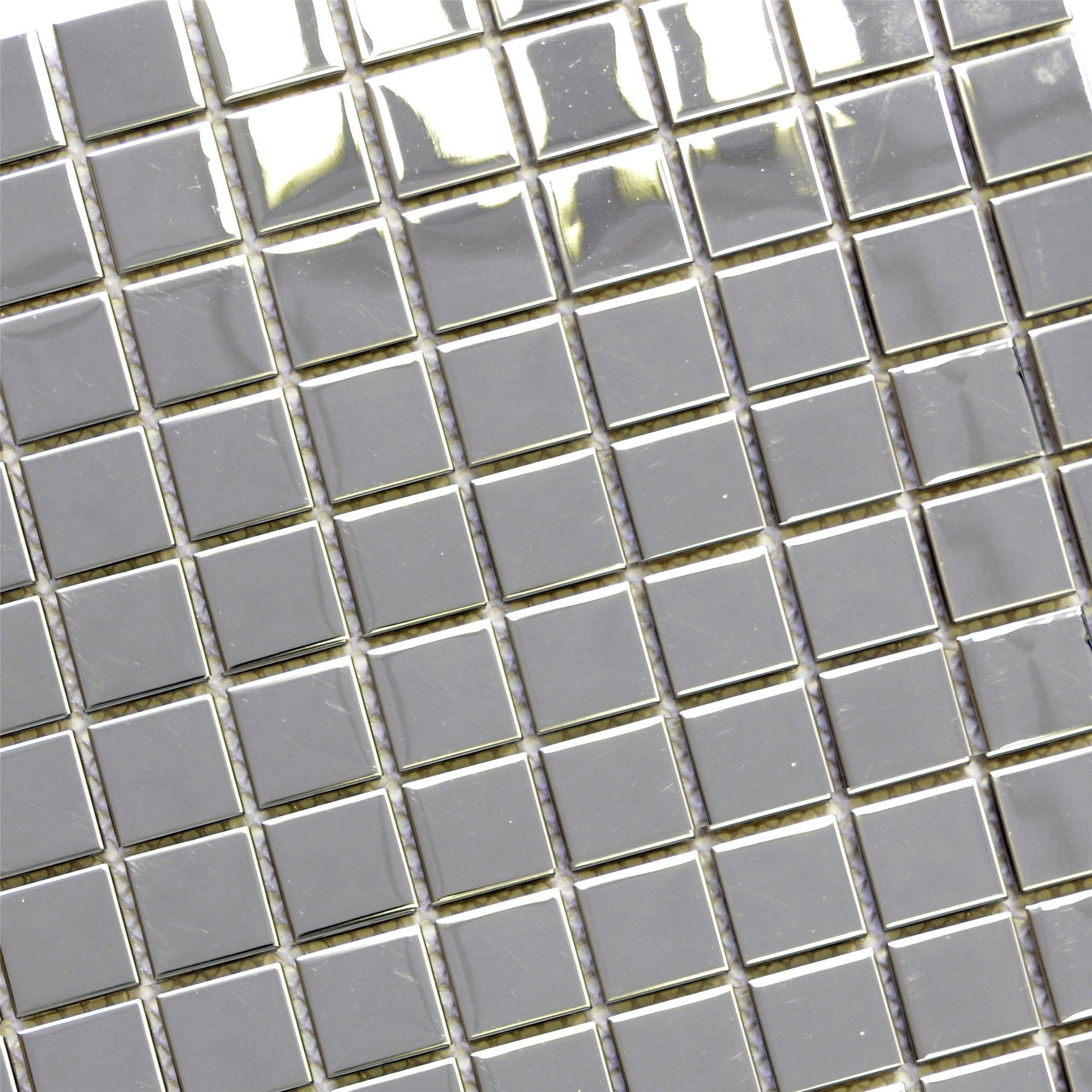 Mirrored Silver Aluminium Ceramic Mosaic Tiles-300*300*8mm-11sheets-1m2
