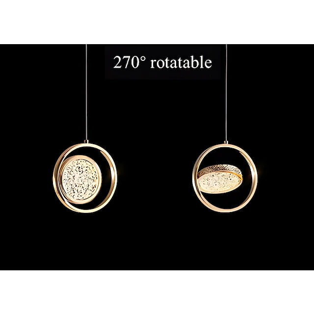 Rosegold Crystal Pendant Light with Rotating Ring-209 with matching different size lights