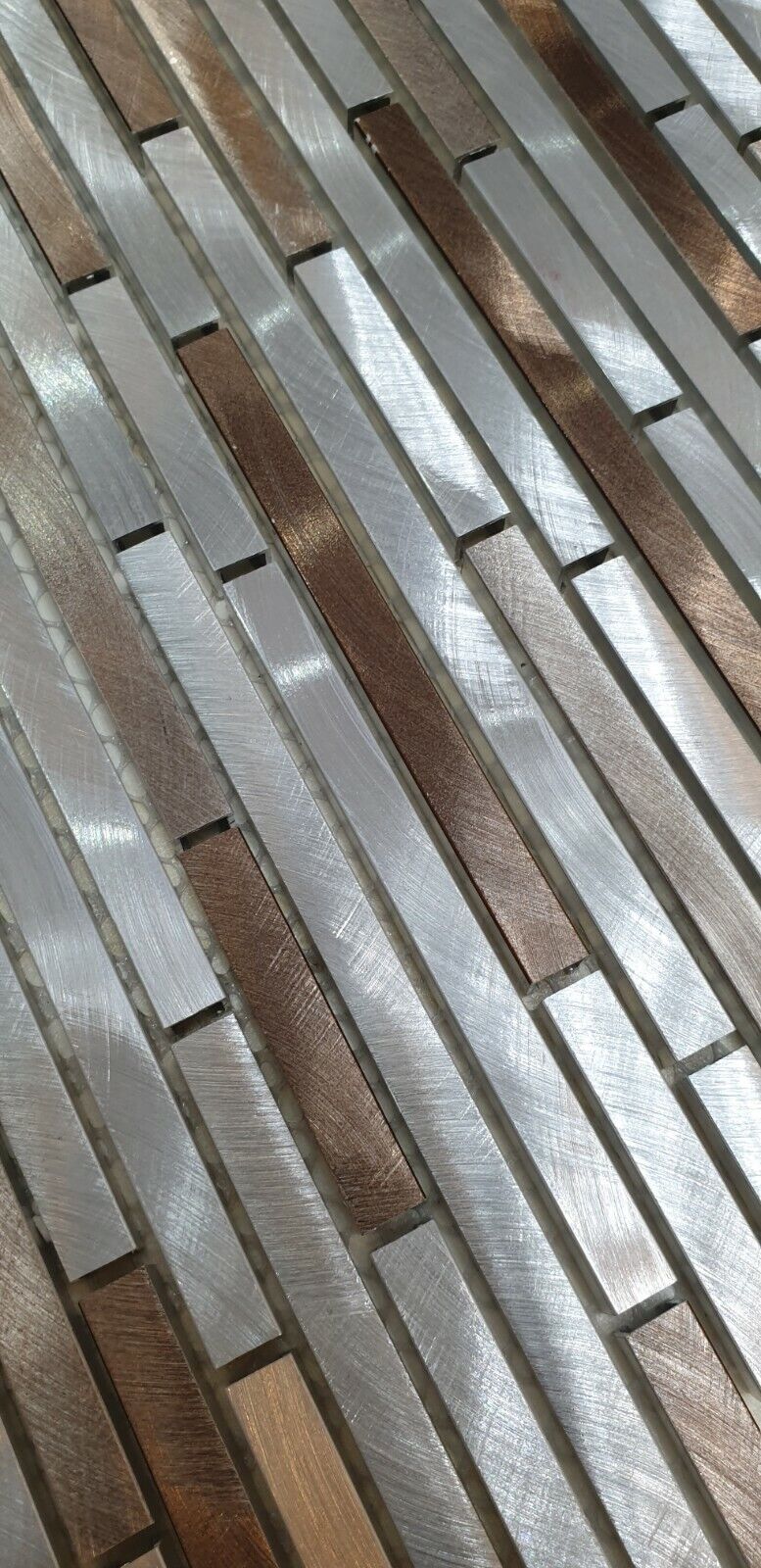 Wooden Grey Aluminium Mosaic Tile | 1 sheet 30cm x 30cm 8mm | 11 sheets 1sqm