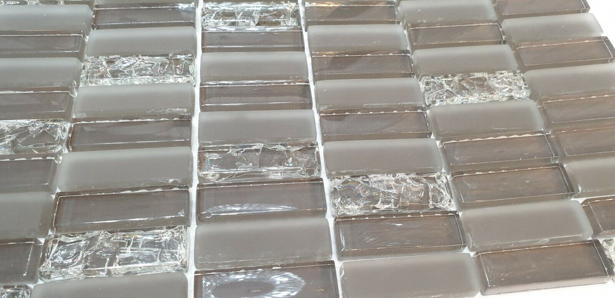 Brown Crackle-effect Glass Mosaic Tile | 1 sheet 300x300x8mm | 11 sheets 1sqm-JM03