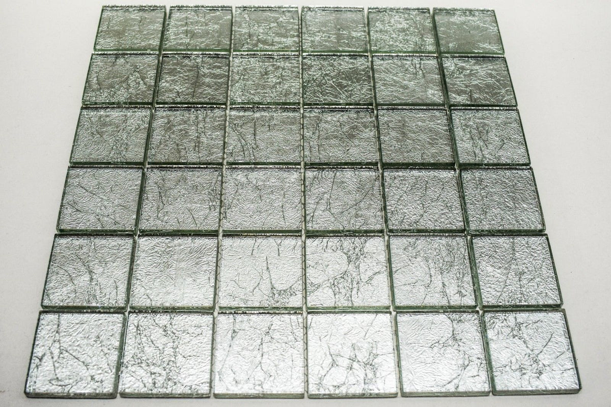 Silver Glint Glass Mosaic Tile-300*300*8mm-11sheets-1m2-48BTM-9K
