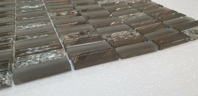 Brown Crackle-effect Glass Mosaic Tile | 1 sheet 300x300x8mm | 11 sheets 1sqm