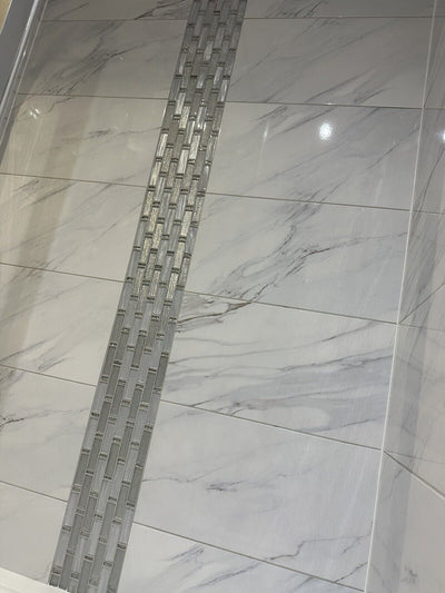 White Silver Foil Glass Mosaic Tile | 1 sheet 300x300x8mm | 11 sheets 1sqm