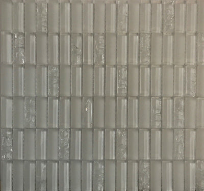White Crack-effect Glass Mosaic Tile | 1 sheet 300 x 300 x 8mm | 11 sheets 1sqm