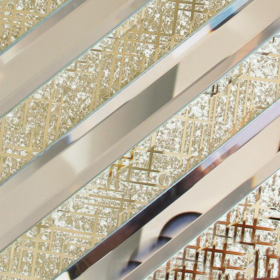 Gold Designed & Mirror Rectangle Glass Mosaic Tiles-300*300*8mm-11sheets-1m2-DZ3301