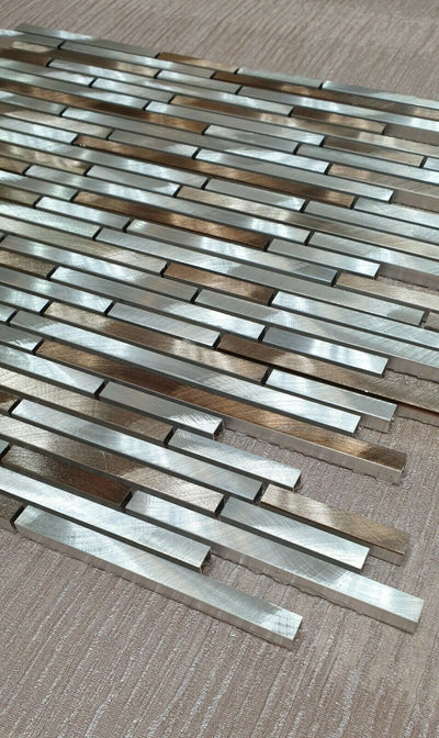 Wooden Grey Aluminium Mosaic Tile | 1 sheet 30cm x 30cm 8mm | 11 sheets 1sqm