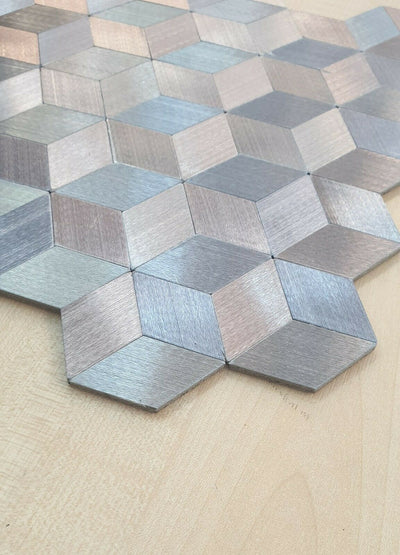 Silver Self Adhesive Peel & Stick Aluminium Mosaic Tiles | 300x300x8mm | 11=1m2