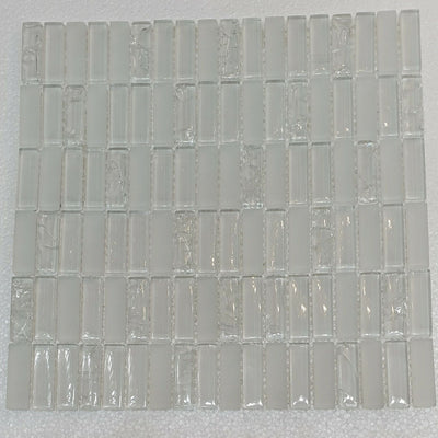 White Crack-effect Glass Mosaic Tile | 1 sheet 300 x 300 x 8mm | 11 sheets 1sqm