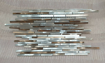 Wooden Grey Aluminium Mosaic Tile | 1 sheet 30cm x 30cm 8mm | 11 sheets 1sqm